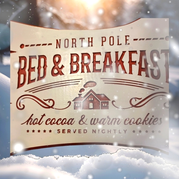 11 inches by 16 inches. Red and White. Log design. Christmas Theme. Santa - Picture 1 of 4